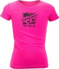 356-0458yl Fly Casual Racing Youth Girls Crayon Tee Shirt Raspberry Lg