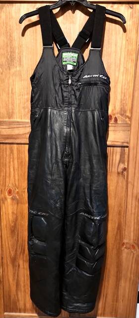 4250-022 Arctic Cat Tech Leather Overalls Bibs Mens M Black Snowmobile Winter