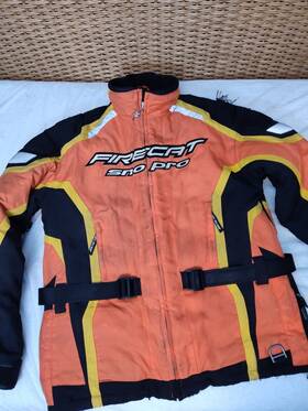 4250-502 Arctic Cat Firecat Snopro Coat 2 In 1 Snowmobile Orange Padded Distressed Vents