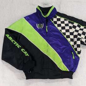 4931-004 Arctic Cat Vtg 80s 90s Snowmobile Jacket Coat Thinsulate Purple Green Black Euc