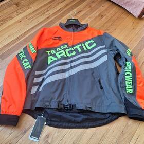 5271-552 Arctic Cat Jacket Mens Medium On Track Snowmobile Racing Coat Orange Shell Md