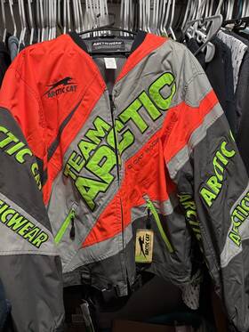 5271-554 Arctic Cat Jacket Mens Large On Track Snowmobile Racing Coat Orange Shell Lg