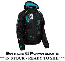 71-442 Castle X Womens Strike Jacket Black Turquoise Winter Snowmobile Warm Waterproof
