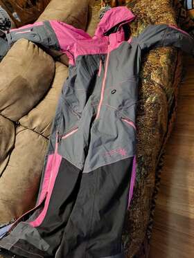 462-52251 Dsg Outerwear Monosuit Suit Pink Gray Snowmobile Sledding Used 2 Times 1xl Drop Seat