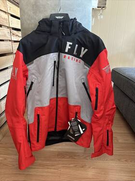 470-4134l Fly Racing Carbon Jacket - Red/grey X-large Closeout