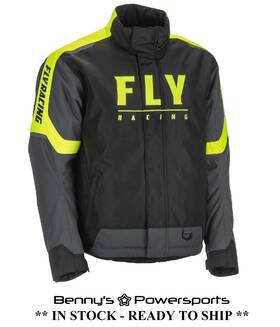 470-4141 Fly Racing Mens Outpost Jacket Hi-vis Black Snowmobile Windproof Insulated