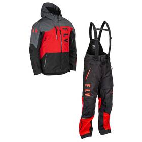 470-52012x-470-62012x Fly Racing Carbon Snowmobile Jacket And Bib Combo - Black/grey/red 2x-large