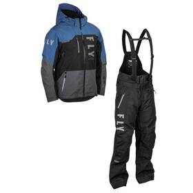 470-52022x-470-62002x Fly Racing Carbon Snowmobile Jacket And Bib Combo - Blue/black/grey 2x-large