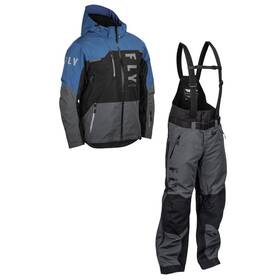 470-5202s-470-6202s Fly Racing Carbon Snowmobile Jacket And Bib Combo - Black/grey/blue Small