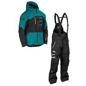 470-5203l-470-6200l Fly Racing Carbon Snowmobile Jacket And Bib Combo - Black/teal/orange Large