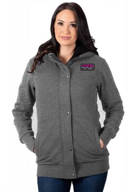 201260-0690-07 Fxr Open Box Womens Aspen Sherpa Long Hoodie Charcoal Heather/fuchsia - Small