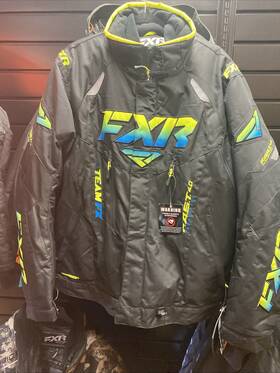 Fxr 220004-1066-13 Open Box Mens Team Fx Snowmobile Jacket Black/hivis-blue Fade - Large
