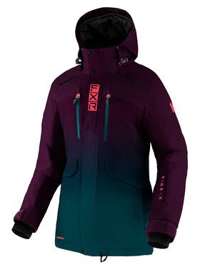 220251-8248-12 Fxr Aerial 21 Womens Snow Jacket Plum/ocean/coral 12 Usa