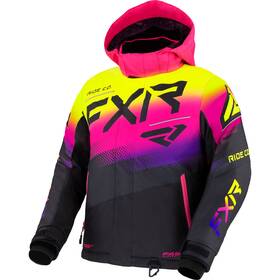 220407-1095-16 Fxr Youth Boost Snowmobile Jacket Fleece Lined Pockets Thermal Black/neon Fusion