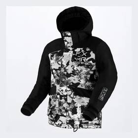 Fxr 220449-0210-14 Youth Kicker Snowmobile Jacket - White Camo/black Size 14