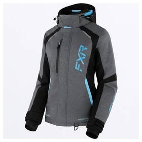 230227-0753-08 Fxr Open Box Womens Pulse Snowmobile Jacket Black/grey Heather/sky Blue Size 8