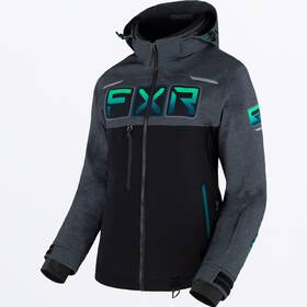 230249-1007-14 Fxr Open Box Womens Maverick Snow Jacket Black/mid Grey Heather/mint Fade - 14