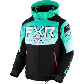230402-1054 Fxr Snowmobile Child And Youth Helium Insulated Jacket - Black/mint Fade/e Pink