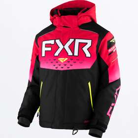 230403-1028-12 Fxr Open Box Youth Helium Snowmobile Jacket Black/raseberry Fade/hivis - 12