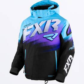 230406-1053-04 Fxr Open Box Youth Boost Snowmobile Jacket Black/sky-purple Fade Size 04