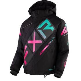 230410-1054-02 Fxr Child Cx Snowmobile Jacket Hydrx Winter Ykk Black/mint-electric Pink Fade
