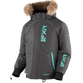 230418-0752 Fxr Snowmobile Child And Youth Fresh Insulated Jacket - Mid Grey Heather/mint