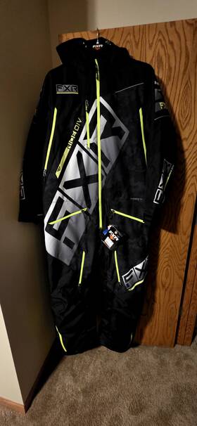 232803-1012 Fxr Snowmobile Mens Cx F.a.s.t. Insulated Monosuit - Black/black Camo/hivis
