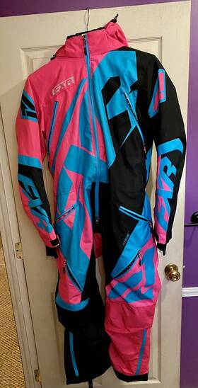 232912-1052-06 Fxr Cx Insulated Women S Snow Monosuit Black/blue-electric Pink Size 8 Usa