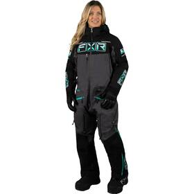 232948-1054-04 Fxr Womens Maverick F.a.s.t. Insulated Monosuit Black/md Grey Heather/mint Fade