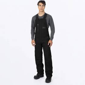 240935-1010-10 Fxr Mens Task Insulated Canvas Snowmobile Bib Pants Black Ops - Medium