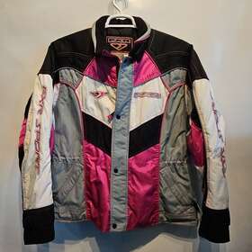 Fxr 50746 119043 Snowmobile Racing Team Rl Jacket Black Pink Womens Size 12 Sled Winter Euc