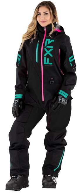 Fxr 841921709074 Recruit Lite Womens Snow Monosuit Black/mint/pink 2 Usa
