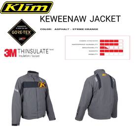 Klim 3095-004-150-623 Mens Keweenaw Insulated Trail Snowmobile Jacket Asphalt-strike Orange-xl