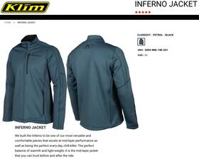 3354-006-160-221 Klim Mens Inferno Winter Mid Layer Zip-up Snowmobile Jacket Petrol-black 2xl
