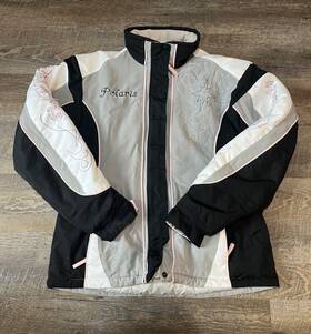 2811123 Polaris Pure Snowmobile Jacket Womens Medium Gray Black Pink Winter Ski Coat