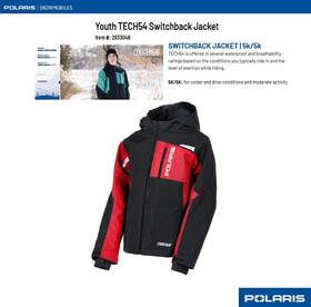 Polaris 283304803 Youth Boys/girls Tech54 Waterproof Snowmobile Jacket Red/black- 2833048