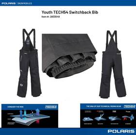 283304902 Polaris Youth Boys/girls Tech54 Switchback Snowmobile Bib Overall Black- Sm