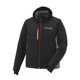 286054403 Polaris Mens Softshell Snowmobile Jacket Lightweight Fleece Black/red/lime