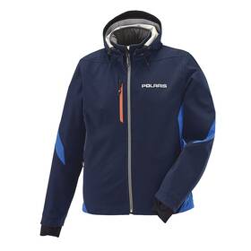 286054502 Polaris Mens Softshell Snowmobile Jacket Lightweight Fleece Lining Navy/orange