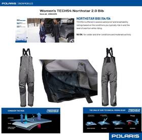 286451502 Polaris Womens Northstar 2.0 Tech54 Waterproof Snowmobile Bib Overalls Gray- Sm