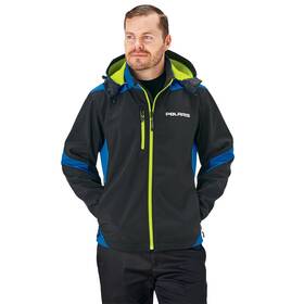 286851502 Polaris Mens Softshell Snowmobile Jacket Lightweight Fleece Black/blue/lime