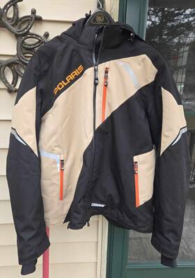 P203-000 Polaris Large-polaris Mens Tech54 Switchback Snowmobile Jacket Black/tan Waterproof Nwot