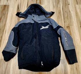 Ski-doo 440439 Skidoo Brp Snowmobile Jacket Size Youth 14 Black Gray