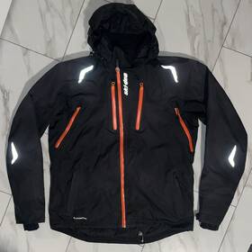 440591 Ski-doo Helium 30 Jacket Lt Black With Orange Zippers Euc Snowmobile Gear