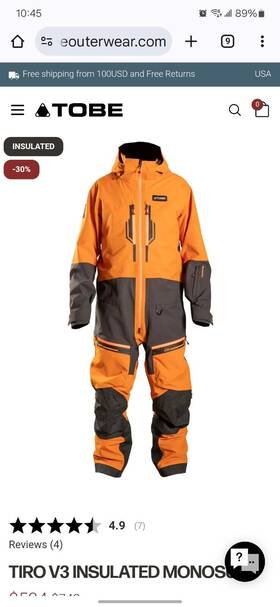 Tobe Technology 900123-201-001 Tiro V3 Insulated Snowmobile Monosuit Size 2xl
