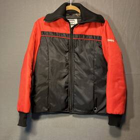 Rn-56256 Yamaha Vintage Jacket Women S Large Snowmobile Black And Red Full Zip Racing