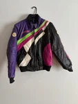 Ladies Vintage Arctic Cat Leather Snowmobile Suit Jacket & Bibs Med Black. Fixed Price $335.00.