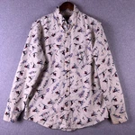Lands' End Dress Shirt Men Ivory Ski Print Button Down Flannel Traditional Fit. Fixed Price $22.99.