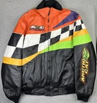 Vintage Arctic Cat Black Orange Leather Full Zip Jacket Coat Men's Xl. Fixed Price $349.95.