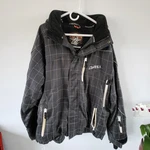 Castle X Ski Jacket Mens Large Black Gray Plaid Snowboard Winter Coat Waterproof. Fixed Price $29.00.